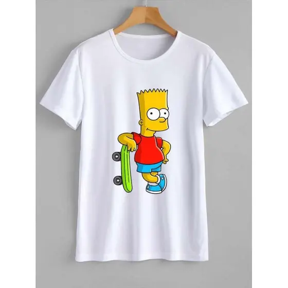 Camiseta Casual Estilosa Bart Simpsons malha Premium 100% Algodão