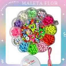 Kit Maleta Miçangas Infantil Para Pulseira com Silicone e Fio de Cera Infantil Menina Feminino