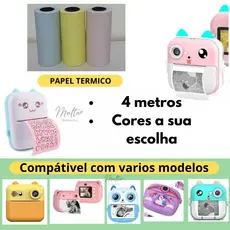 rolo de Bobina Térmica COLORIDA para Câmera De Impressão Instantânea  Fotografia Digital e Mini Impressora Térmica