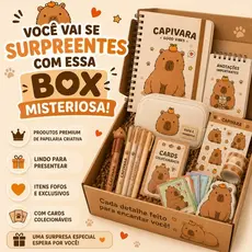 kit Box Surpresa Itens de Papelaria Capivara  Kawaii Papelaria Criativa - Preciosas