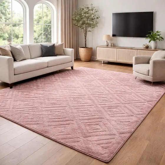 Tapete Sala 2,00x1,40 Geométrico Pelo Baixo Fácil de Limpar