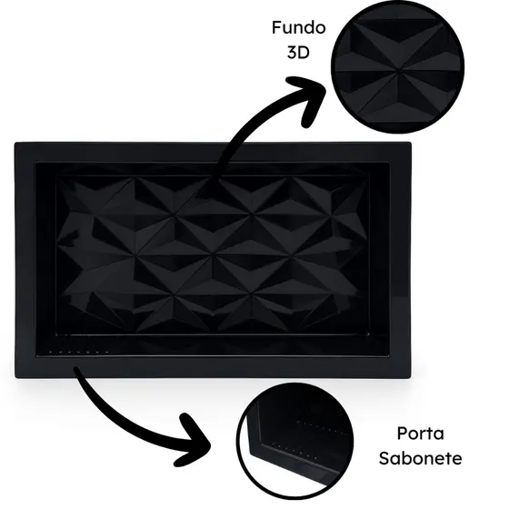 Nicho Para Banheiro 30x60 Porta Shampoo e Sabonete Embutir Fundo 3d