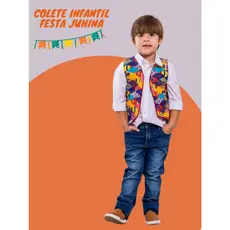 Colete Infantil Meninos Junino Retalho Festa Junina São João Caipira Colorido