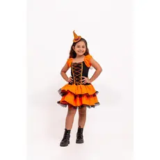 Fantasia Vestido Bruxa Festa Halloween Infantil Menina Festa Luxo Lute Corpete