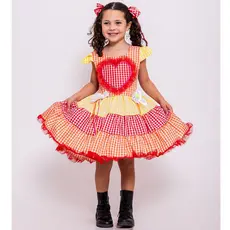 Vestido Junino Menina Infantil Festa Junina Fantasia Caipira Tamanho P M G Roupa Arraiá