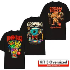 KIT 3 Camisetas Oversized Academia COMBO AZIZ 100% Algodão unisexx