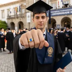 Anel,Dedeira de Aço Inox DOURADO Formatura Masculino Pedra Quadrada