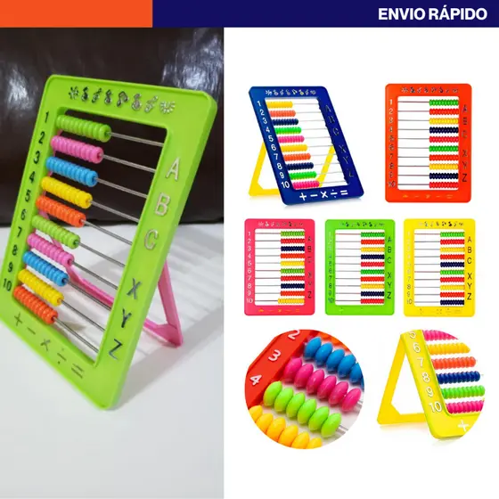 Contador Ábaco Infantil Colorido Tamanha Pequeno ou Médio Matemática para Crianças