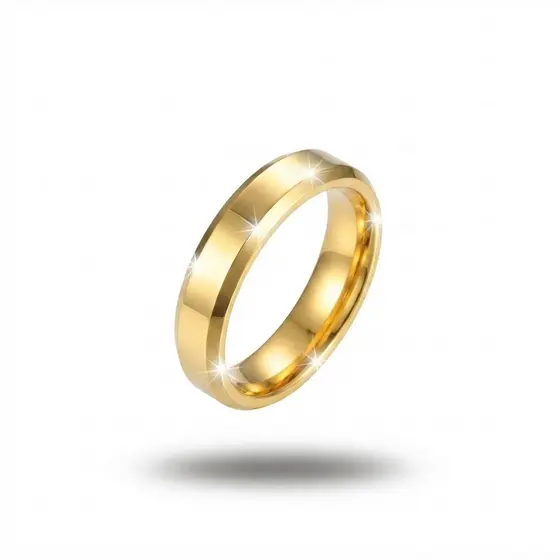 Unidade Aliança de Casamento Aço Inox Chanfrada DOURADA 3mm