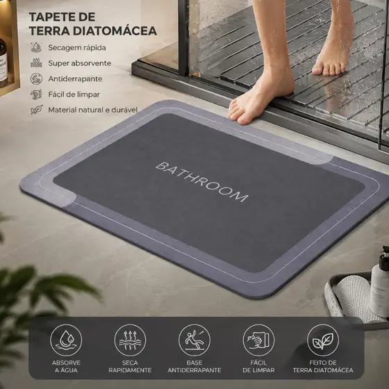 Tapete Absorvente para Banheiro Secagem Rápida Antiderrapante