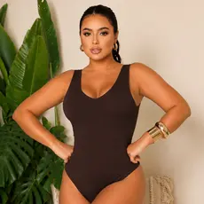 Body Feminino Regata Decote V Forro Duplo com Fecho em Suplex Premium