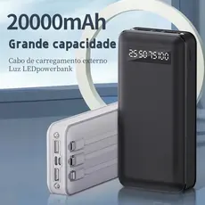 Carregador Power Bank Portátil  Carregador de Bateria Externo Embutido 4 Cabos 20000mAh