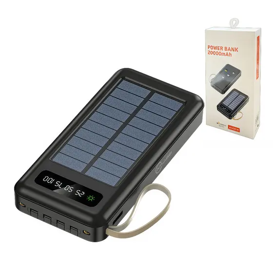 Carregador Portátil Power Bank Solar 20.000mah Com cabos 5 Em1 LED lanterna  VIVA