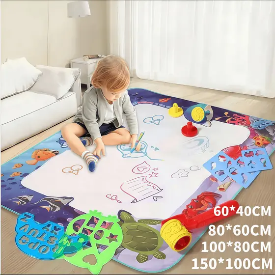 Tapete de Água Mágico Brinquedo Educativo para Criatividade Reutilizável com Canetas Presente VIVA