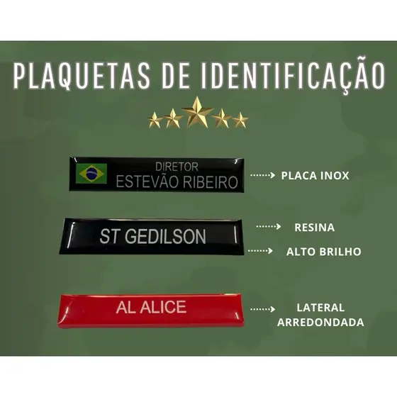 Plaqueta de identificação acrílica resinado (Novo modelo) com imã | Pino