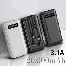 Carregador Power Bank Portátil de celular 20000mah Universal Saida 4 Cabos