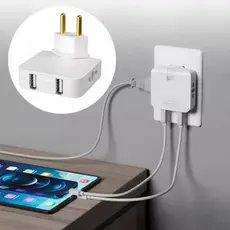 Tomada Adaptador Benjamin Dobrável 20A com 04 Entradas Duplo USB 20A