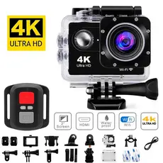 Câmera de ação 4K Ultra HD WiFi 30 metros à prova d'água com controle remoto Click