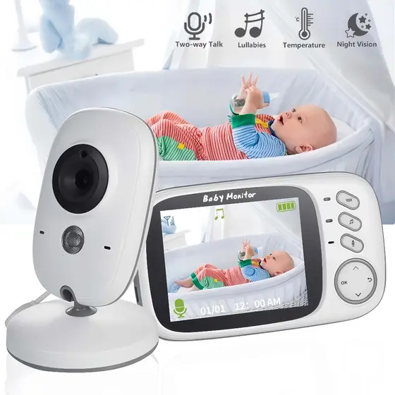Baba Eletrônica Com Monitor Visão Noturna, Câmera c/ Audio Sensor de Temperatura  FLUX