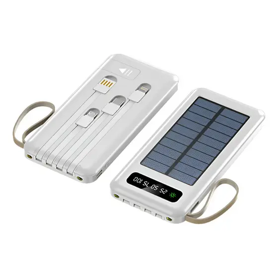 Carregador Portátil Power Bank Solar 20.000mah Com cabos 5 Em1 LED lanterna  FLUX
