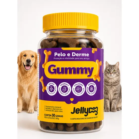 Suplemento Gummy Dermatológico Para Cachorro Diminui Coceira Lambedura Queda de Pelo
