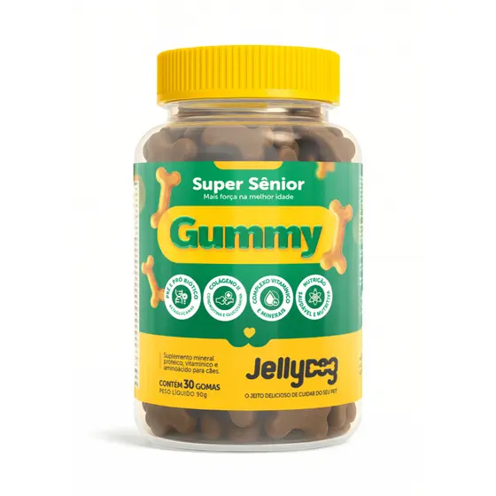 Suplemento para Cães Idosos Super Sênior Gummy | Articulações, Imunidade, Pele e Pelo | Uso Diário