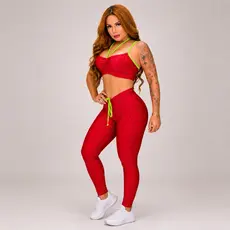 Conjunto Fitness Feminino Legging Estampado | Cintura Alta Modeladora | Academia e Treino