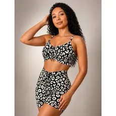 Conjunto Fitness Animal Print Cordinha Top