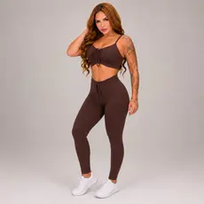 Conjunto Calça legging e top com cordinha academia e treino feminina modelo gringa