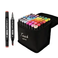 Kit 48 peças Caneta Marcadora Com estojo Ponta Grossa e Fina Aquarela papelaria Escolar Escritório