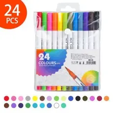 Kit 24 Canetas 2 em 1 Brush Lettering e Ponta Fina Dual Pen Canetinha Colorir Desenho