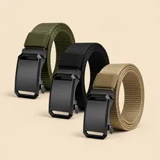 Cinto Tático de Nylon com Fivela Automática Casual Funcional Masculina para Estudantes E Uso Diário