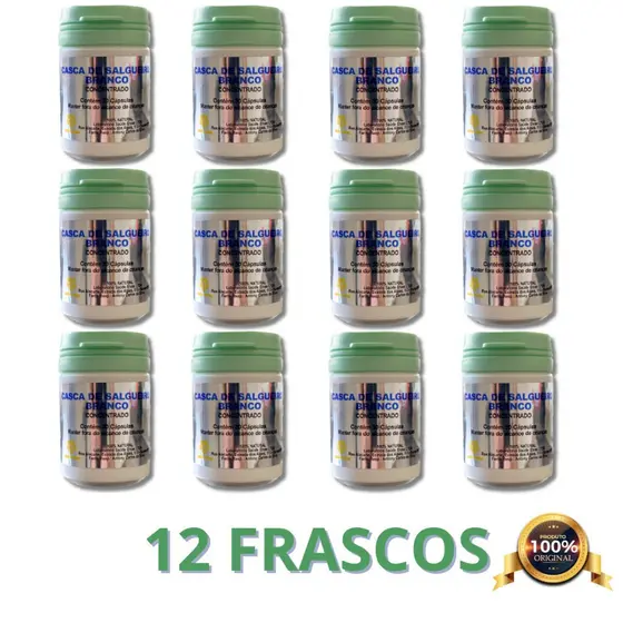 Kit 12 Uni Casca de Salgueiro Branco - Legítimo - 30 Cápsulas