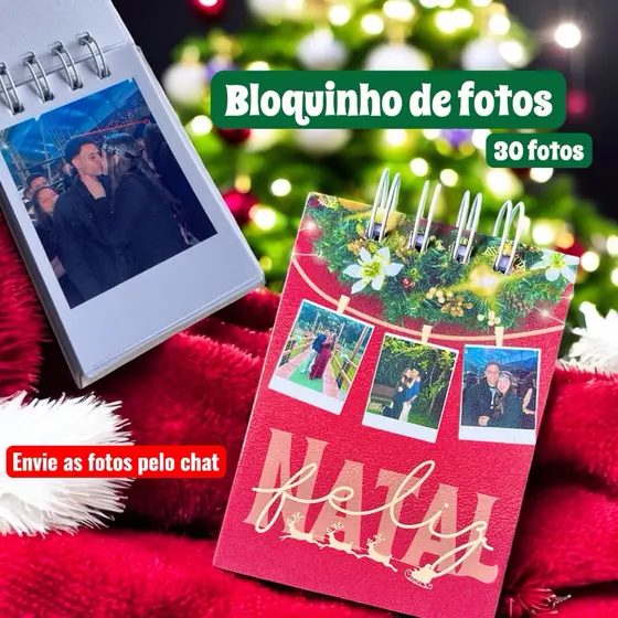 Bloquinho de Fotos Natal – Presente criativo de Natal | 30 Fotos | Capa Dura