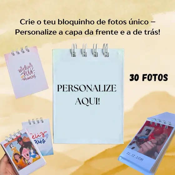 Mini álbum Fotos Personalizável – 8x10 cm | 30 ou 50 Fotos | Presente Criativo e Afetivo