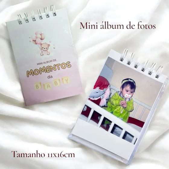 Mini Álbum de Fotos do Bebê | Capa Dura | 32 Fotos | Presente Perfeito