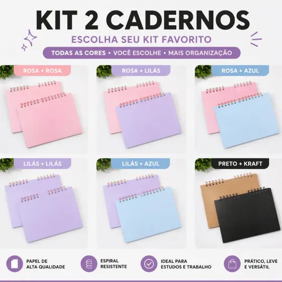 Kit com 2 Cadernos de Esboço Profissional  Papel Alta Gramatura para Arte e Desenho a Lápis Sketchbook 180 grs/m² A5