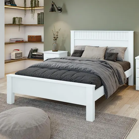 Cama de Casal 1,40 Athenas Branco - Móveis Lopas