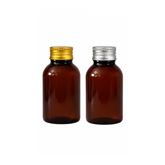 Kit 50 Frascos Pet Âmbar 60ml com Tampa Alumínio p/Refil