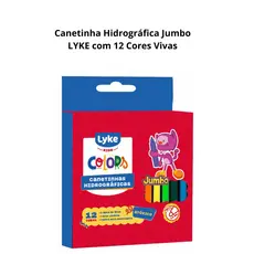 Canetinha Hidrográfica Jumbo com 12 Cores Vivas - LYKE