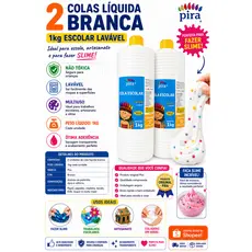 Kit 2 Cola Branca 1Kg Artesanato Escolar Lavável