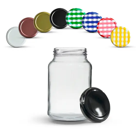 6 Potes De Vidro Conserva 600ml + Tampas Metálicas E Lacres