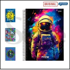 Kit 4 Cadernos 1 Matéria Universitário Flow Jandaia Escolar Capa dura 80 Folhas Masculino Original