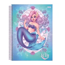 Caderno Loly Sereia Jandaia 80 folhas 1 Matéria Capa Dura Universitário