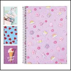 Kit 4 Cadernos Vibe Tilibra 1 Matéria 80 Folhas Feminino Jandaia  animativa Zoom