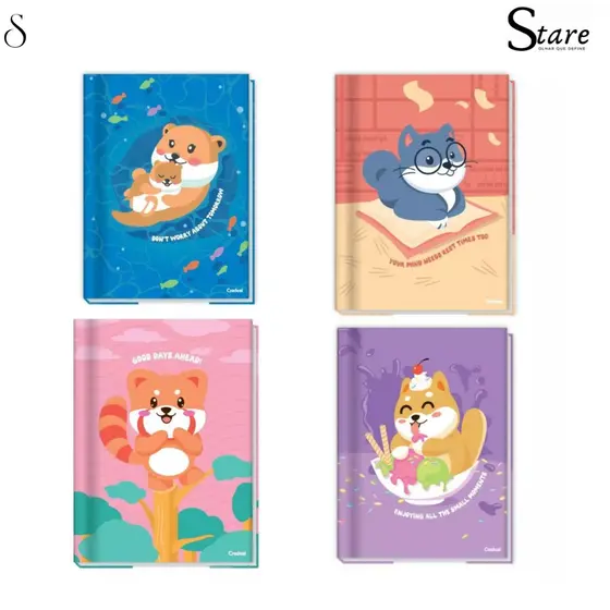 Kit 1 a 5 Cadernos Brochura A4 Brochurão Capa dura Lala pets Credeal Escolar