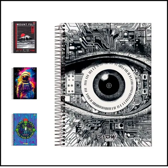 Caderno Unidade Flow Masculino 1 Materia 80 Folhas Capa Dura Escolha Sua Capa