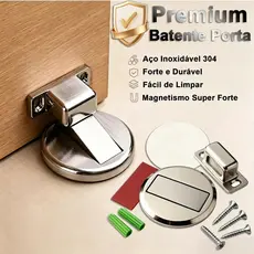 Prendedor de Porta Magnético Slim Adesivo Inox Cromado - Trava Fixador Porta