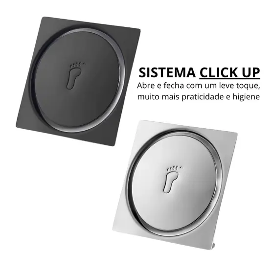 Ralo Inteligente Click Inox 10x10 Antiodor | Design Moderno e Tampa Removível