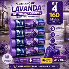 Saco Lixo Banheiro Pia Cozinha Perfumado 10 Litros Lilás 35x40 Lavanda Neutraliza Odor Anti Inseto